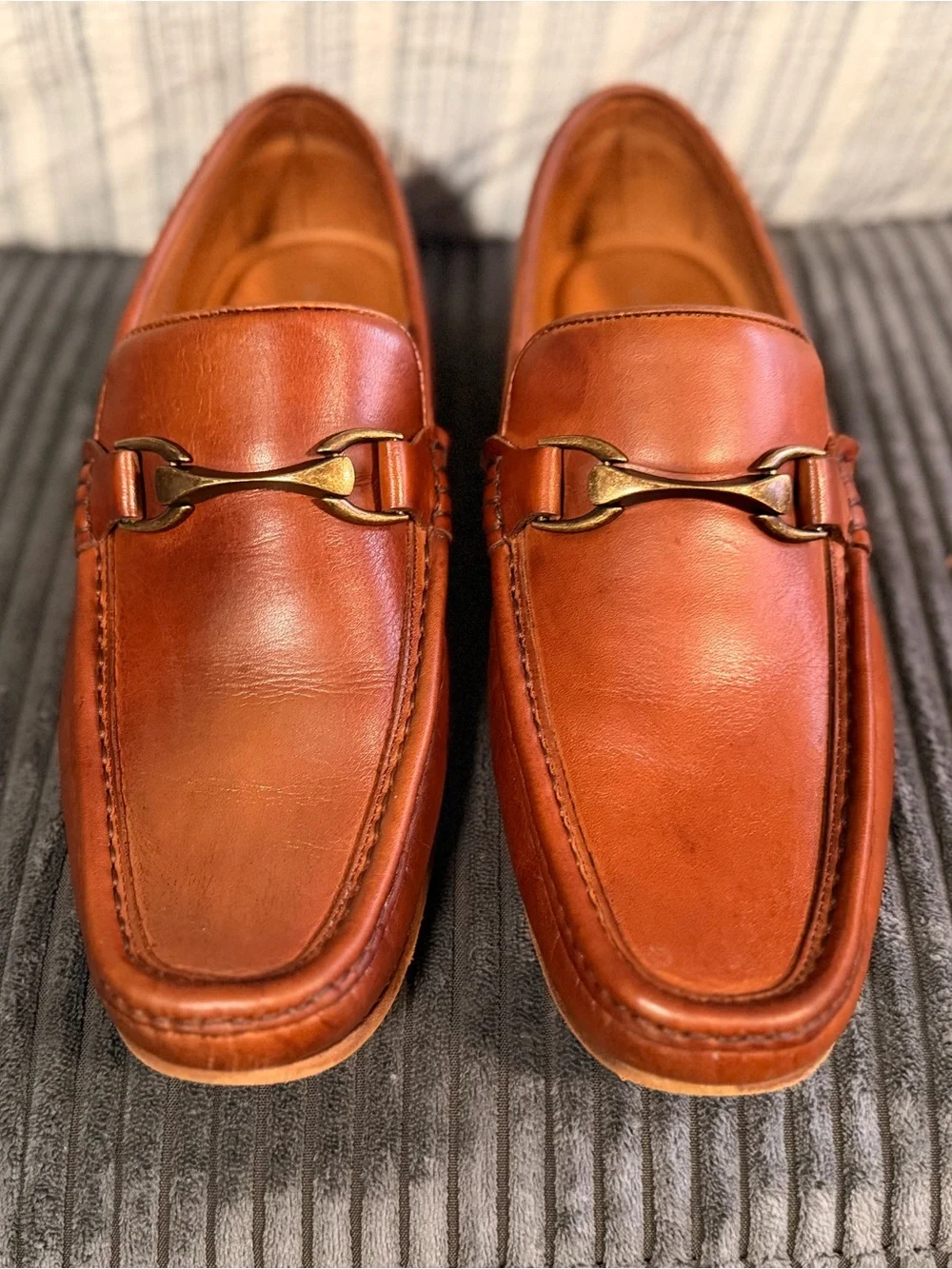 Donald J. Pliner Chestnut Leather Bit Loafers